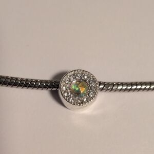 Avon Silver with Opal Charm for‎ Pandora Style Bracelet